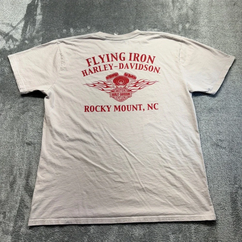 Harley-Davidson T-Shirt Mens XL‎ Tan Excellent Flying Iron Rocky Mount NC